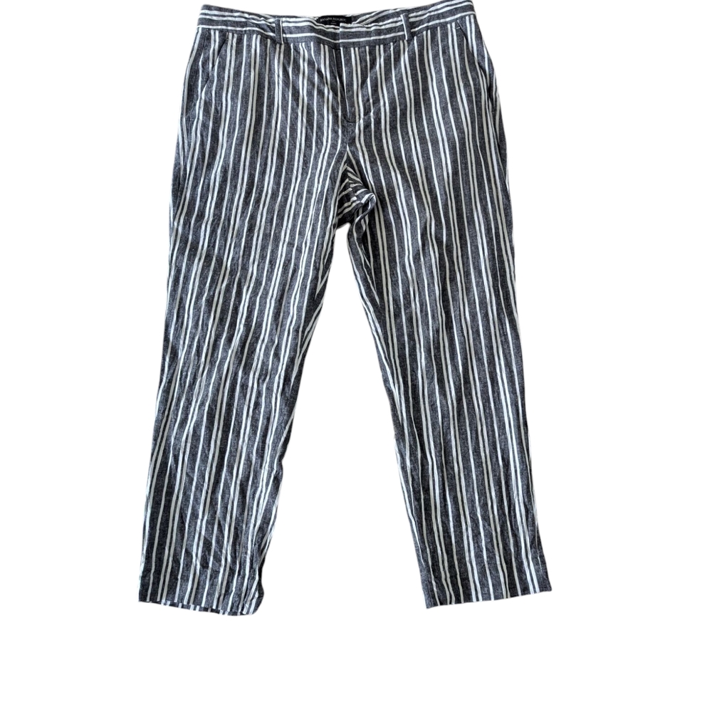 Banana Republic Black and White Striped Cropped Pants